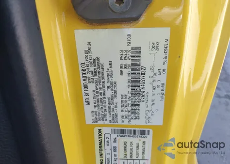 2016 Ford Mustang Ecoboost z USA, uszkodzony, nr VIN 1FA6P8TH4G5278327